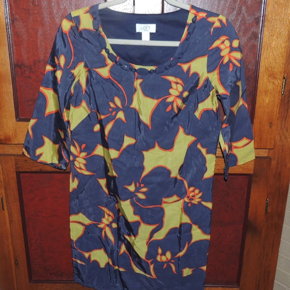 Ann Taylor Loft Navy with Designs Dress